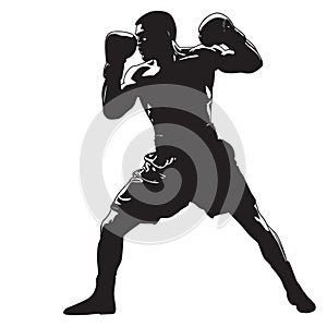 Vector silhouette of a boxer sports person. Flat cutout icon