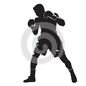 Vector silhouette of a boxer sports person. Flat cutout icon