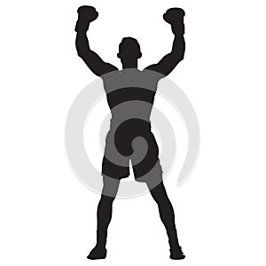 Vector silhouette of a boxer sports person. Flat cutout icon