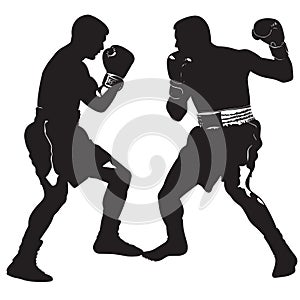 Vector silhouette of a boxer sports person. Flat cutout icon