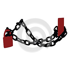 Vector silhouette of a chain and a lock