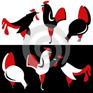 Vector silhouette of chickens