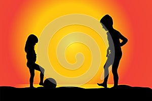 Vector silhouette of children.