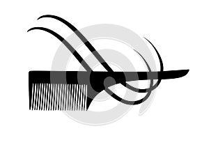 Vector silhouette of comb and hair