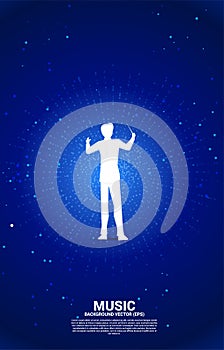 Vector silhouette of conductor with dot radiant effect background.