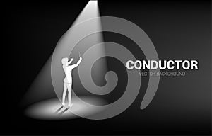 Vector silhouette of conductor with spot light.