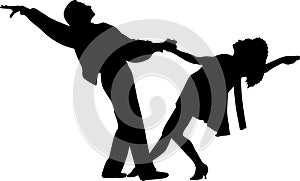 Vector silhouette of a dancing woman and man. Dance couple illustration