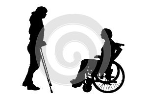 Vector silhouette of disabled people.