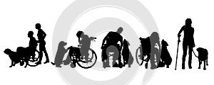 Vector silhouette of disabled people.