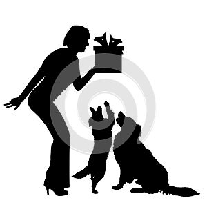 Vector silhouette of a dog.