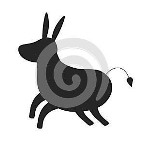 Vector of the silhouette of a donkey, over a white background EPS