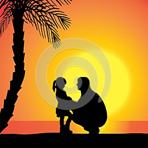 Vector silhouette of family.