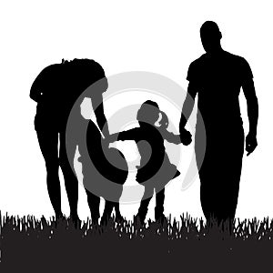 Vector silhouette of a family.