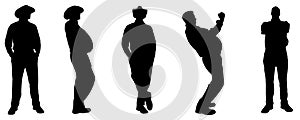 Vector silhouette of a fat man.