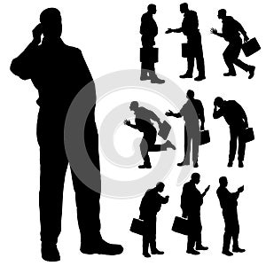 Vector silhouette of a fat man.