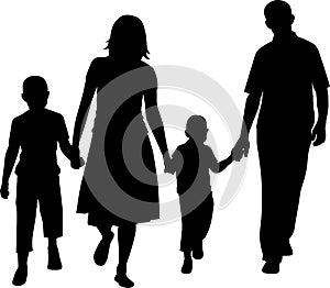 Vector silhouette of father and mother and son