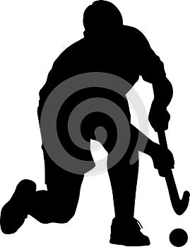 Vector silhouette of field hockey player with a hockey stick