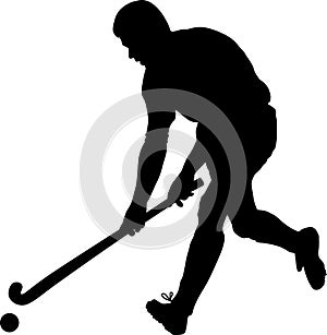 Vector silhouette of field hockey player with a hockey stick