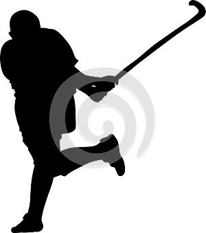 Vector silhouette of field hockey player with a hockey stick