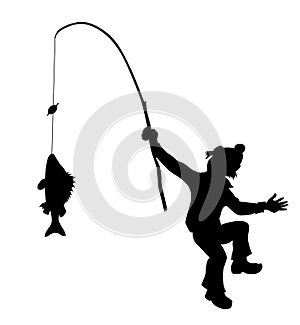 Vector silhouette fisherman