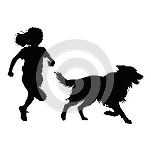 Vector silhouette of girl on white background.