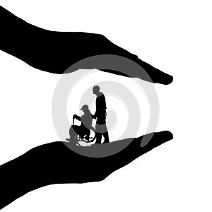 Vector silhouette of hands.