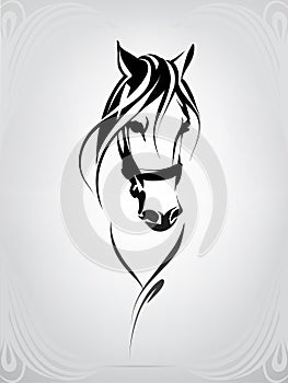 Vector silhouette of a horse`s head. vector illustration photo