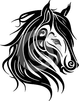 Vector silhouette of a horse's head with ornament