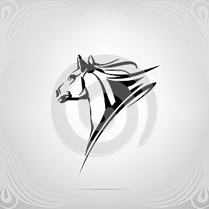 Vector silhouette of a horse`s head. vector illustration