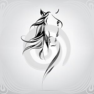 Vector silhouette of a horse`s head. vector illustration