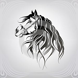 Vector silhouette of a horse`s head. vector illustration