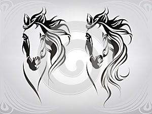 Vector silhouette of a horse`s head. vector illustration