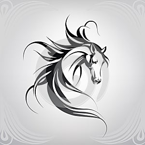 Vector silhouette of a horse`s head. vector illustration photo