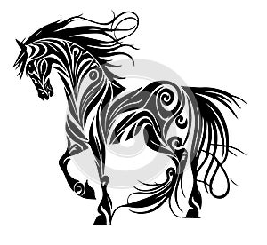 Vector silhouette of a horse. Simple tattoo tribal.