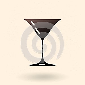 Vector Silhouette Icon - Cocktail Drinking Glass