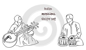 Vector silhouette of indian musician