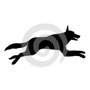 Vector Silhouette of Jumping German Shepherd Dog