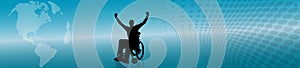 Vector silhouette of man in wheelchair.