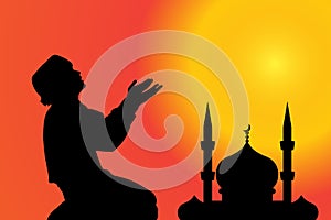 Vector silhouette of a Muslim.