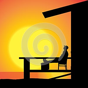 Vector silhouette old man.