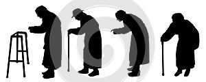 vector silhouette old people