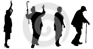 Vector silhouette of old people.