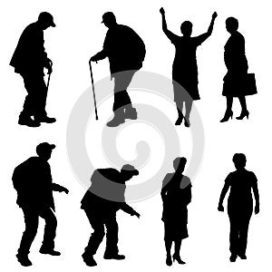 Vector silhouette of old people.