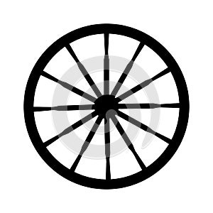 Vector silhouette of an old vintage wagon wheel