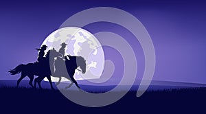 Composta da grafica vettoriale contorno da un sul cavallo un cavallo un luna piena notte 