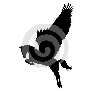 Vector silhouette of pegasus mythical and fantasy animal