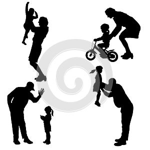 Vector silhouette of people with children.