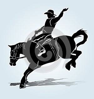 Vector silhouette of a rodeo rider