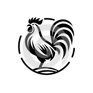 Vector silhouette of the rooster vector icon illustration design