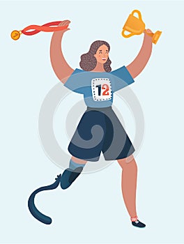Vector silhouette of a running disabled woman